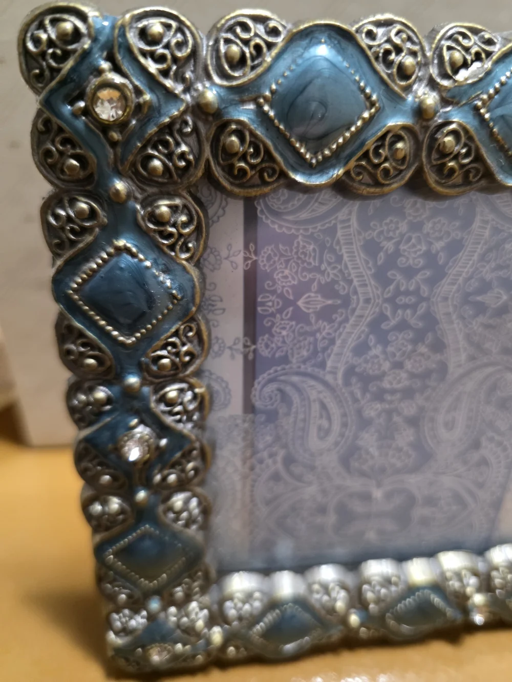 Sheffield Home Turquoise and Silver Ornate Picture Frame